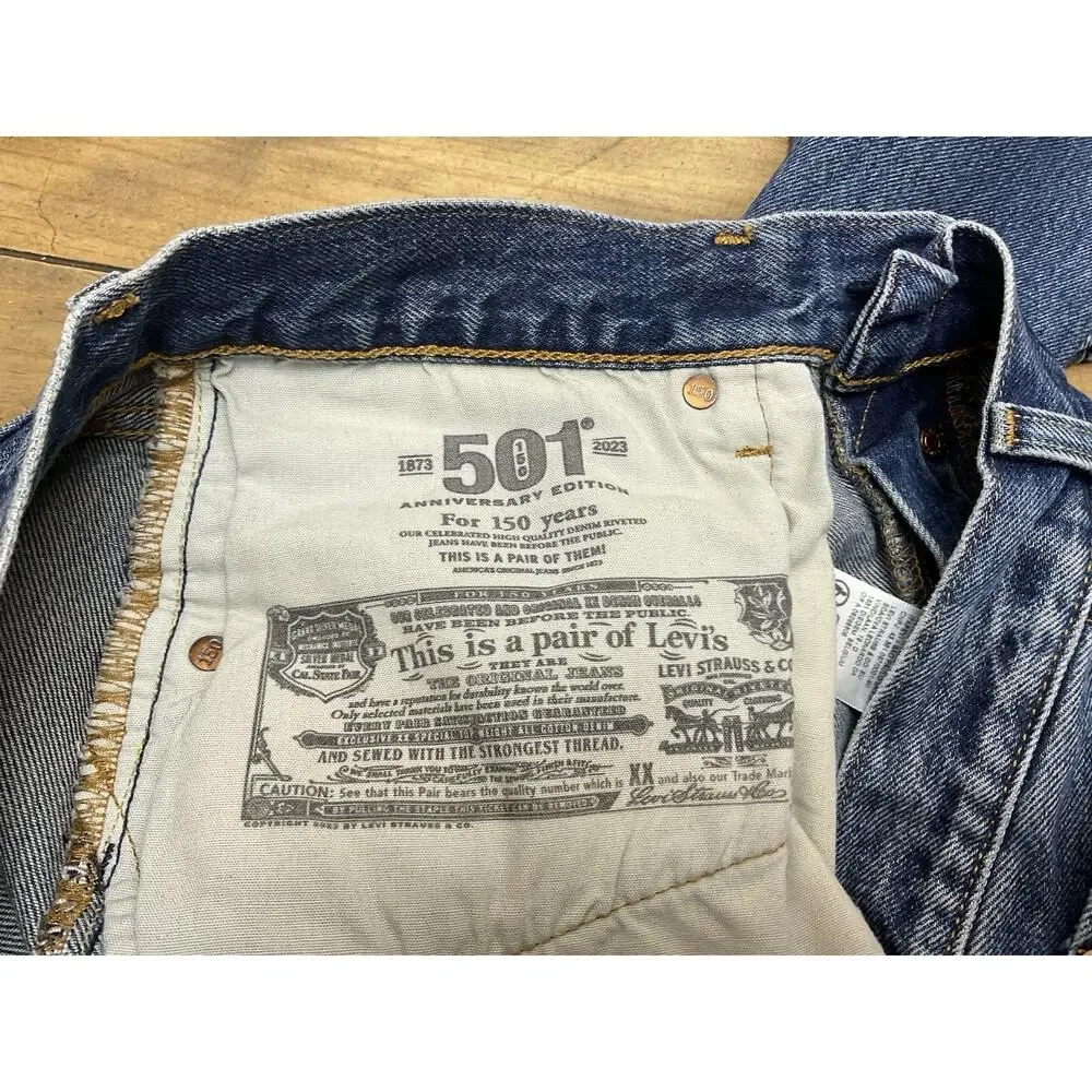 Levi's 501 150th Anniversary Button Fly Selvedge Straight Leg Jeans 31x30
